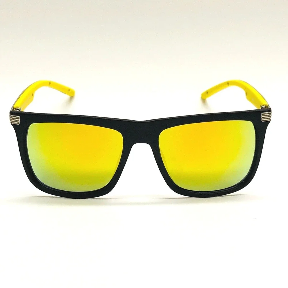 Square Sunglasses Yellow Mirrored Lens Fashion Sun Glasses‎ Men Fishing Driving